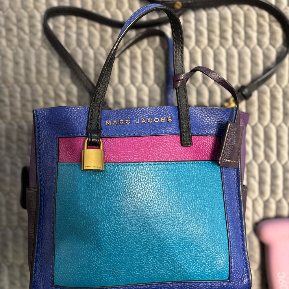 Marc Jacobs Blue and Pink Leather Tote